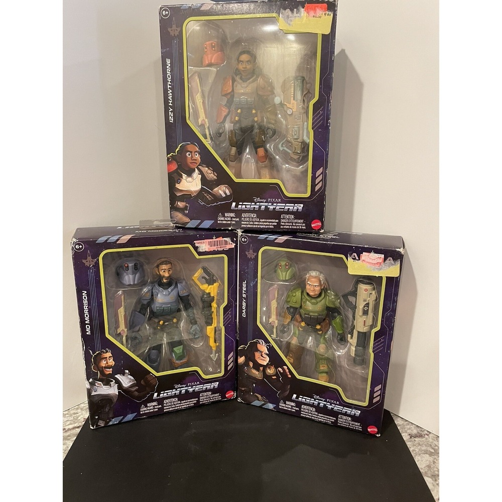 Lot of 3 Disney Pixar Lightyear Alpha Class Darby, Mo, Izzy Boxes Have Wear